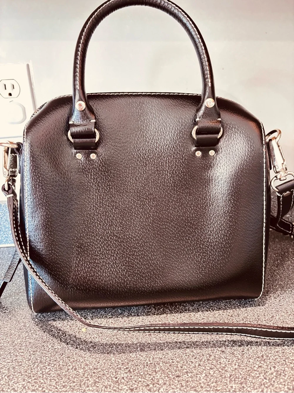 kate spade black leather dome satchel